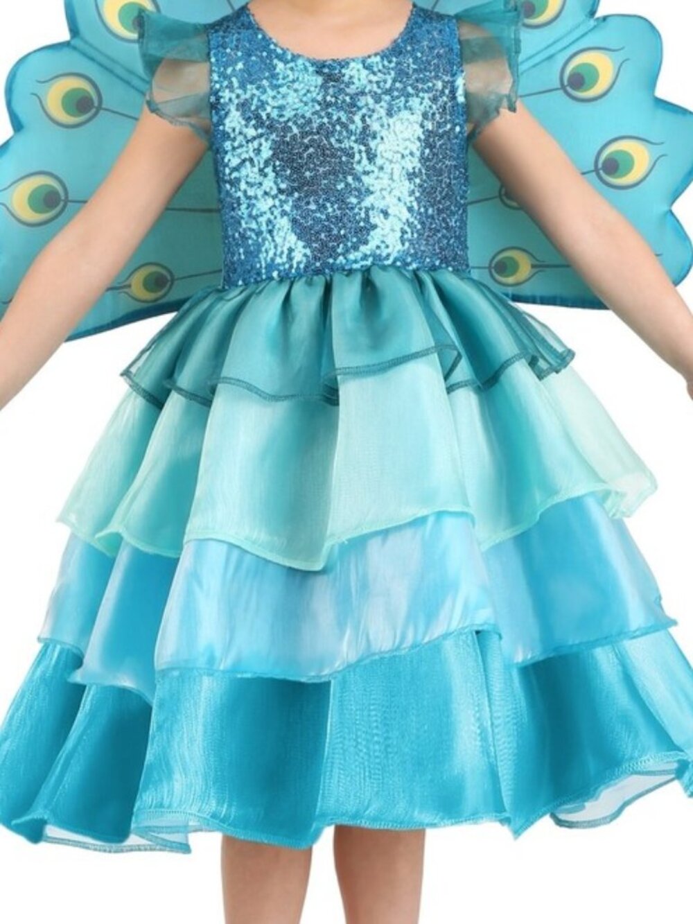 Sparkling Blue Peacock Dress-Up Costume for Girls